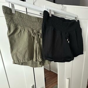 Maternity Shorts Set of 2 Olive Green and Black XL